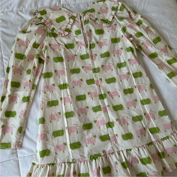 Lisa says gah Diana frock mini dress counting sheep green pink ruffle NWOT - Picture 8 of 11